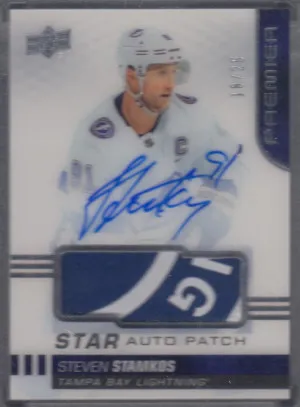 STEVEN STAMKOS, 2019 Upper Deck Premier Star Auto Patch #AS-SS, /25 front