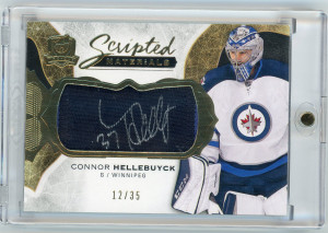 2016-17 The Cup #SM-CH Connor Hellebuyck Scripted Materials 12/35 front