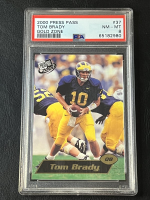 2000 Press Pass Tom Brady Gold Zone PSA 8 front
