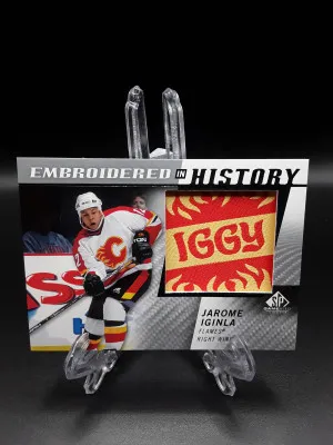 2021-22 UD SP Game Used Embroidered in History Legends Jarome Iginla Flames #64 front