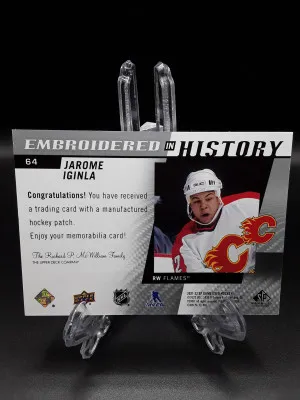 2021-22 UD SP Game Used Embroidered in History Legends Jarome Iginla Flames #64 back