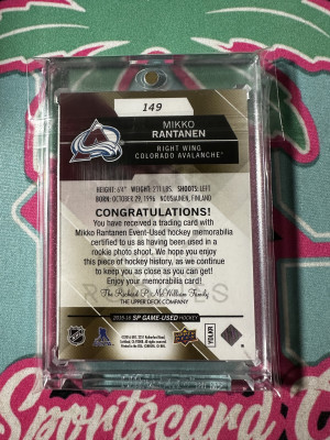 2015-16 SP Game Used Gold Spectrum Materials #149 Mikko Rantanen /99 Patch RC ROOKIE back