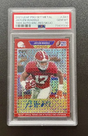 2021 Leaf Pro Set Metal Jaylen Waddle 1989 Red Mojo Auto front
