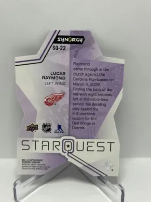 2021-22 UD Synergy Star Quest Lucas Raymond Rookie Detroit Red Wings #SQ-22 back