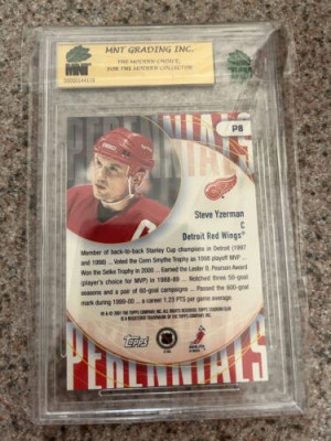 2001-02 Topps Stadium Club Perennials Steve Yzerman #P8 HOF MNT Graded 9.0 Mint back