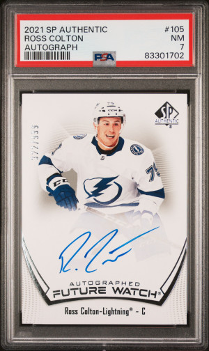 2021-22 UD SP Authentic Ross Colton #105 Future Watch Auto Autograph PSA 7 front