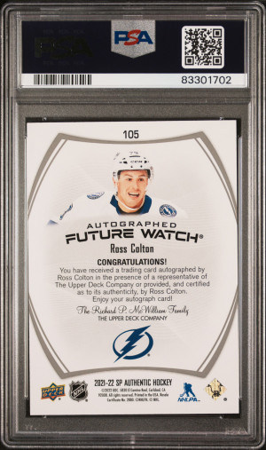 2021-22 UD SP Authentic Ross Colton #105 Future Watch Auto Autograph PSA 7 back