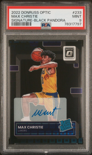 2022 Panini Donruss Optic Max Christie #233 Signature-Black Pandora PSA 9 front