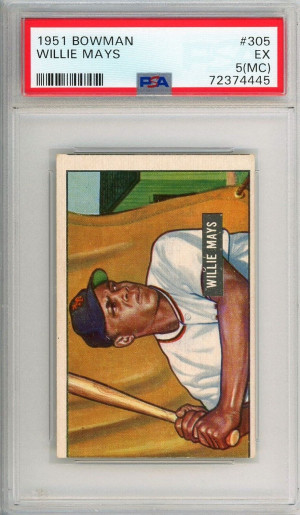 1951 Bowman Willie Mays Rookie #305 PSA 5 (MC) P1334 front