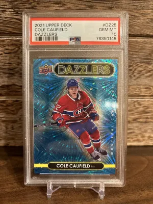 2021 Upper Deck Cole Caufield Dazzlers Blue front