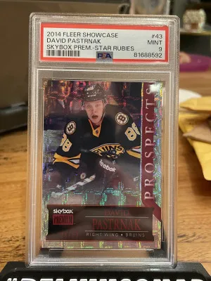 2014 Fleer Premium Star Rubies David Pastrnak /50 PSA 9 - POP 8, None Higher front