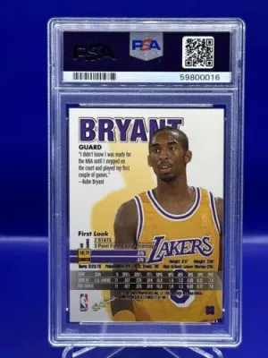 KOBE BRYANT LOS ANGELES LAKERS PSA 8 NM-MT  1997 SKYBOX Z-FORCE back