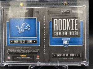 2021 Playbook Lions Amon-Ra St. Brown Rookie Signature Locker RPA #RL-ASB 71/99 back