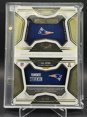 2021 Panini Playbook - Rookie Jersey Autograph Gold #236 Rhamondre Stevenson 61/99 back