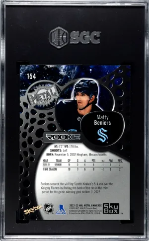 2022-23 Skybox Metal Universe Matty Beniers Rookie RC #154 Seattle Kraken back