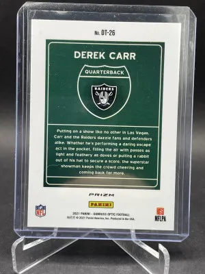 2021 Panini Donruss Optic Derek Carr Downtown #DT26 CASE HIT SSP back