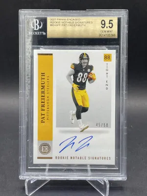 2021 Panini Encased Notable Signatures /50 Pat Freiermuth BGS 9.5 Rookie Auto RC front