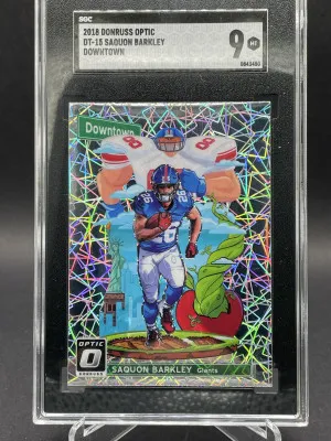 2018 Panini Donruss Optic #DT15 Saquon Barkley Downtown Rookie PSA 9 front