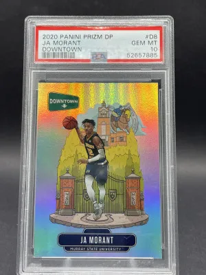 JA MORANT ROOKIE DOWNTOWN PSA 10 2020/21 PANINI PRIZM #D8  GRIZZLIES Low Pop front