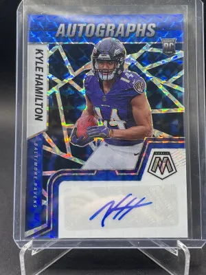 2022 Panini Mosaic Blue Prizm /99 Kyle Hamilton #RAM-KH Rookie Auto RC front