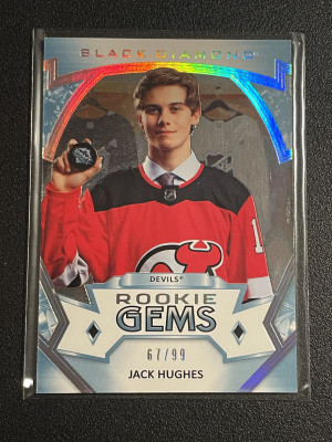 2019-20 Black Diamond #RG-JH Jack Hughes Rookie Gems Spectrum /99 front