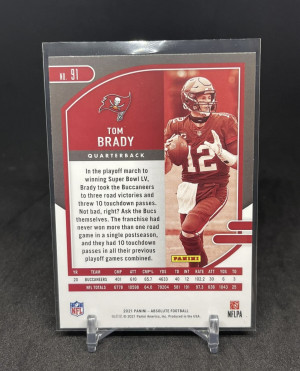 Tom Brady 2021 Panini Absolute Red White Blue Kaleidoscope SP #91 back