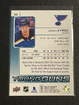 2018-19 Upper Deck #241 Jordan Kyrou Young Guns back