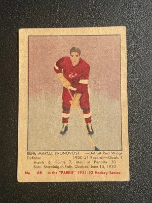 1951 Parkhurst#68 Rene Marcel Pronovost HoF front