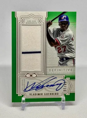 Vladimir Guerrero 2020 Topps Definitive Relic Auto / 10 front