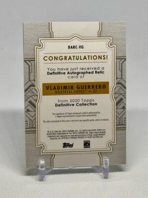 Vladimir Guerrero 2020 Topps Definitive Relic Auto / 10 back