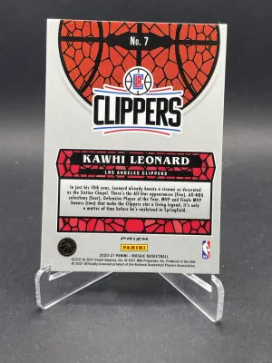 2020-21 Panini Mosaic Basketball - Kawhi Leonard Stained Glass SSP #7 back
