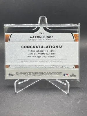 2022 Topps Tribute Stamp of Approval Relics /199 Aaron Judge #SOA-AJ back