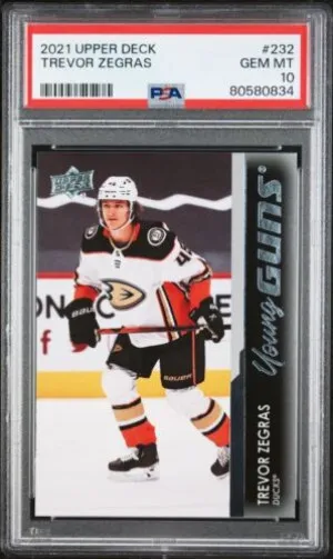 🔥🏒2021-22 Upper Deck Young Guns Trevor Zegras PSA 10🏒🔥 front