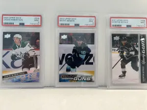 Upper Deck Young Guns PSA 9 
Robertson, Beniers, Byfield front