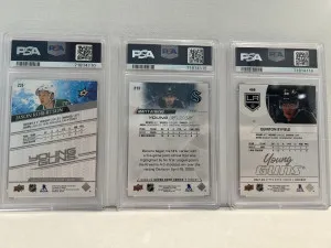 Upper Deck Young Guns PSA 9 
Robertson, Beniers, Byfield back