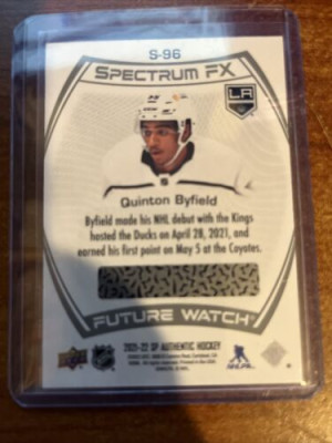 2021 SP Authentic Spectrum FX Future Watch Tier 3 Quinton Byfield S-96 Unscratch back