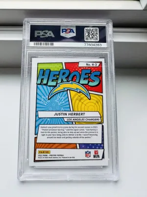 2022 Prestige Justin Herbert Heroes PSA 10 back