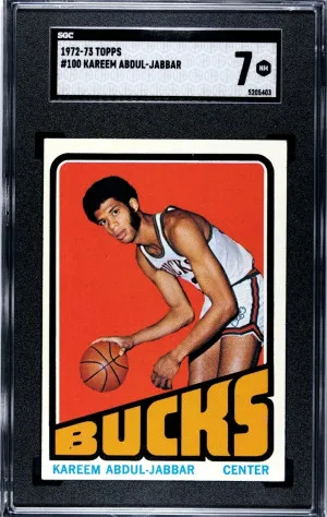 1972 Topps #100 Kareem Abdul Jabbar HOF SGC 7 NM front