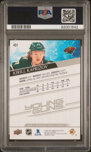 2020-21 Upper Deck Young Guns Kirill Kaprizov #451 PSA 10 Gem Mint back