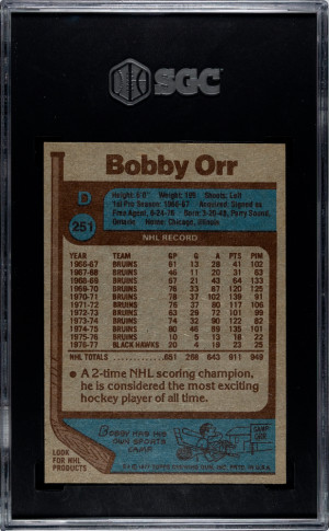 1977-78 Topps Bobby Orr #251 SGC 6.5 back