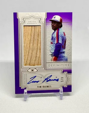 2020 Topps Definitive Relic Auto 4 / 5 Tim Raines Montreal Expos # DARC-TR front