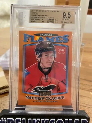 2016-17 OPC Platinum Retro Orange Rainbow /49 Matthew Tkachuk BGS 9.5 READ front