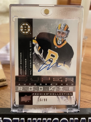 2021-22 Premier Super Autographed Rookies Jeremy Swayman /99 Auto front