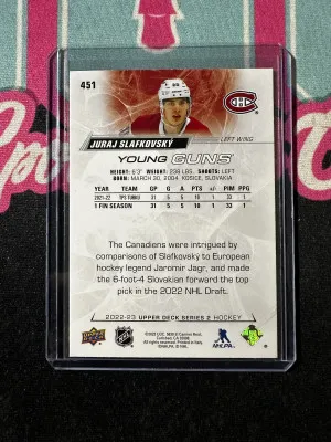 2022-23 Upper Deck #451 Juraj Slafkovaky back
