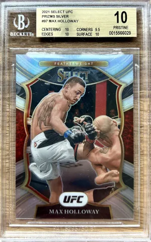 2021 Select UFC Prizms Silver Max Holloway #97 BGS 10 front