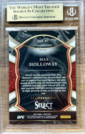 2021 Select UFC Prizms Silver Max Holloway #97 BGS 10 back