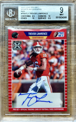 2021 Leaf Pro Set Sports Autographs Red Trevor Lawrence #PSATL1 BGS 9 front