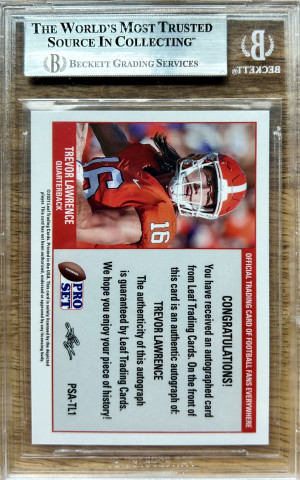 2021 Leaf Pro Set Sports Autographs Red Trevor Lawrence #PSATL1 BGS 9 back