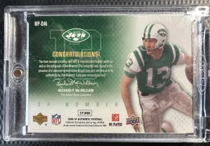 2008 UD SP Authentic Don Maynard Numbers Signatures Patch Auto /150 back