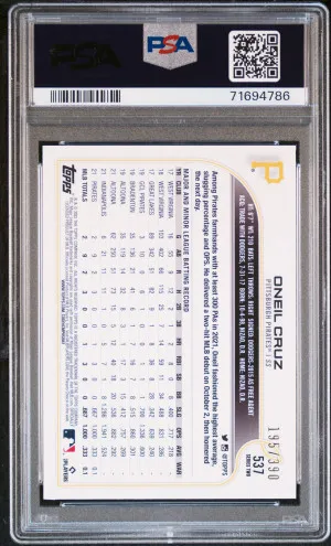 2022 Topps Complete Set Baseball Oneil Cruz #537 PSA 9 71694786 back